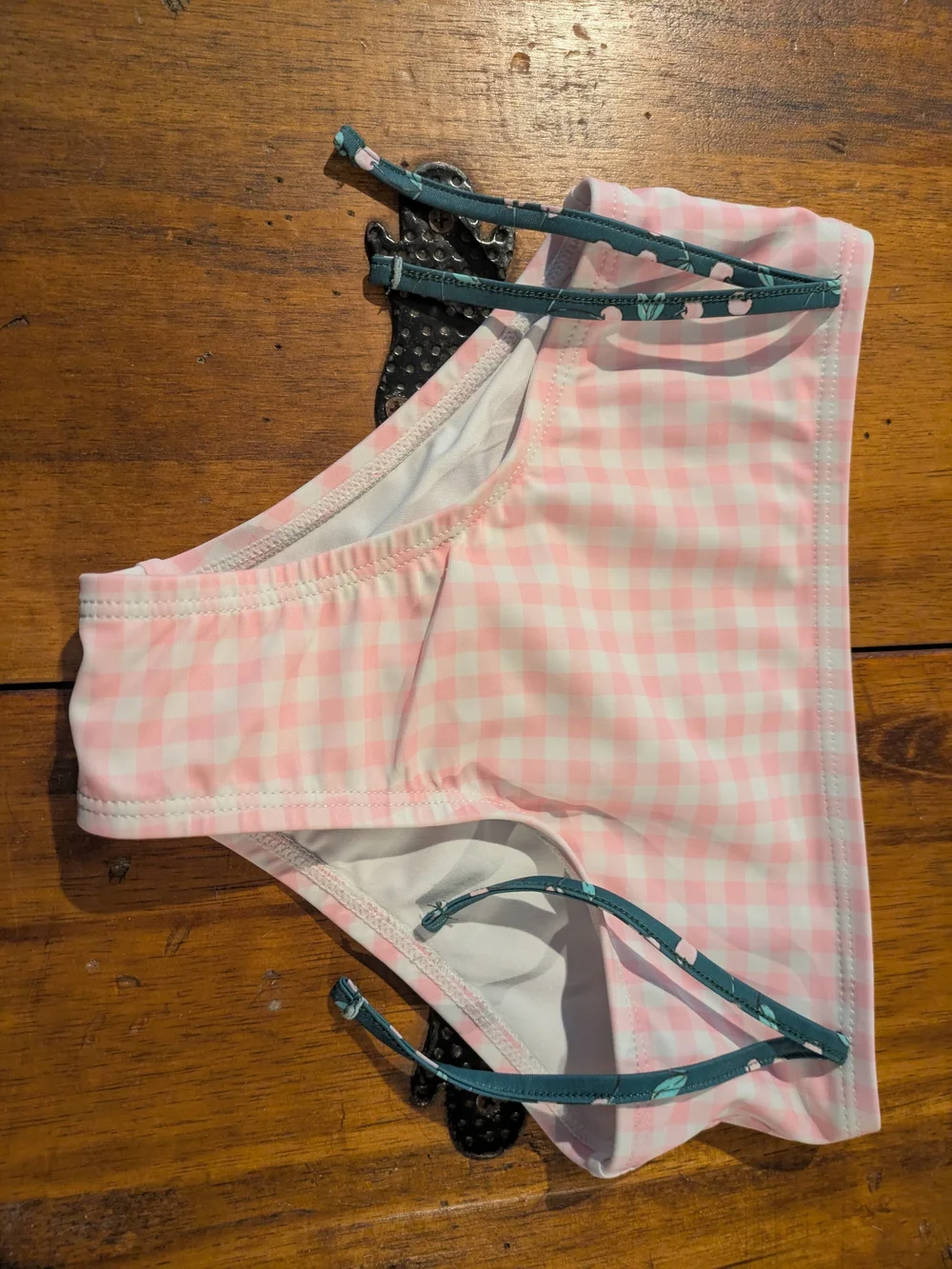 SweetHoney Pink and White Gingham Kids Bikini Bottom